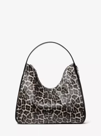 Torba typu hobo z nadrukiem w panterkę Nayla Medium