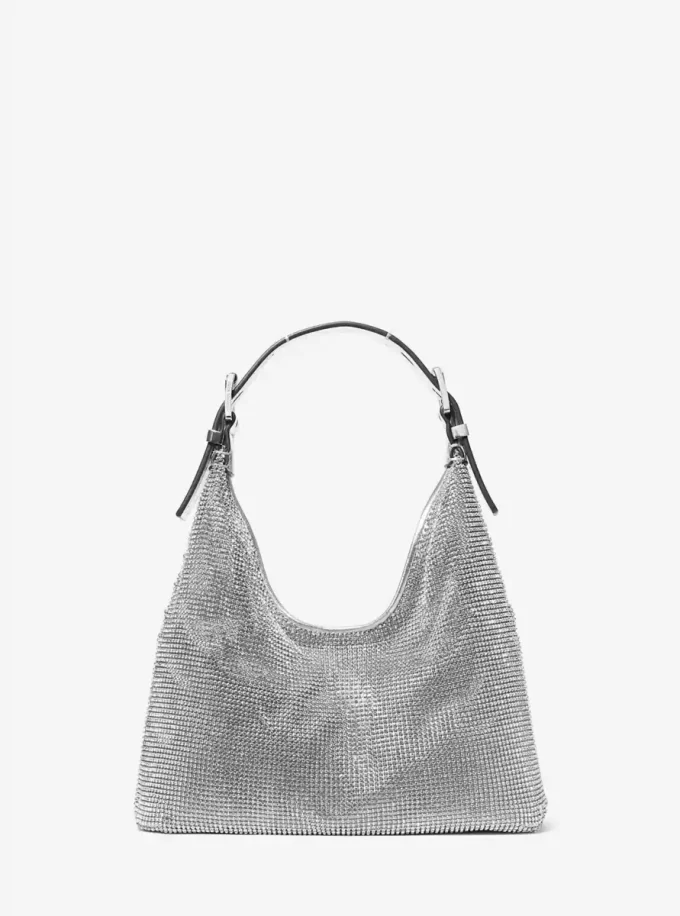 Torebka na ramię Nolita Small Hobo z metalicznej siateczki z kryształkami w limitowanej edycji Torebka na ramię Nolita Small Hobo z metalicznej siateczki z kryształkami w limitowanej edycji
