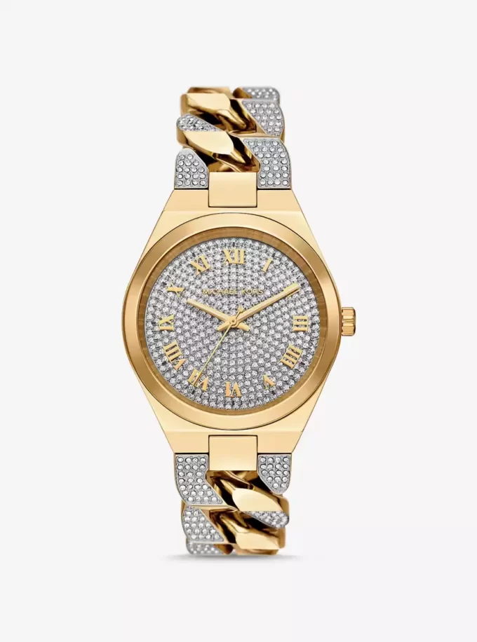 Zegarek Lennox Pavé w kolorze złotym Curb-Link