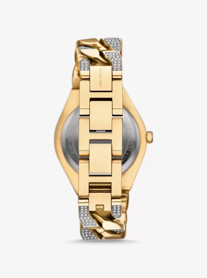 Zegarek Lennox Pavé w kolorze złotym Curb-Link