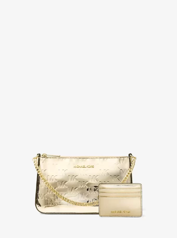 Zestaw prezentowy Jet Set Medium Metallic Logo Debossed Pochette i etui na karty Zestaw prezentowy Jet Set Medium Metallic Logo Debossed Pochette i etui na karty