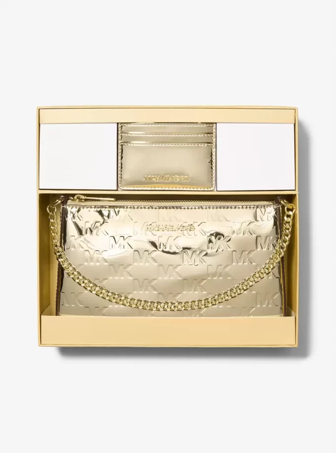 Zestaw prezentowy Jet Set Medium Metallic Logo Debossed Pochette i etui na karty Zestaw prezentowy Jet Set Medium Metallic Logo Debossed Pochette i etui na karty